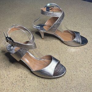 J. Reneé Soncino Metallic Kitten Heel Ankle Wrap Sandals 8.5W